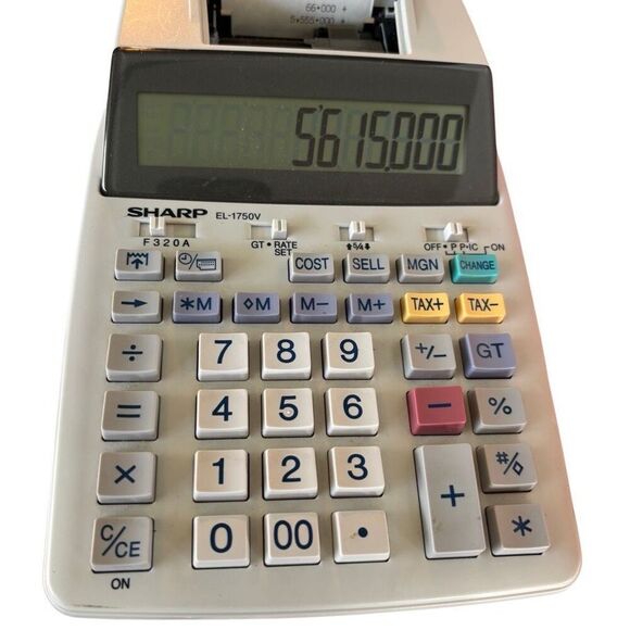 Sharp EL-1750V Printing Calculator No AC Cord *Works* - Picture 2 of 5
